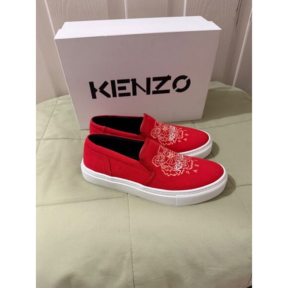 Kenzo K-Skate Tiger Embroidered Red White Women Slip On Sz 36 US5 - Picture 3 of 11